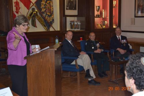 The Westmount Armoury Officers' Mess – Hosted a CJE panel discussion  by distinguished Jewish Canadian Armed Forces Veterans: Three soldiers:150 years in uniform, Canadian Jews in the military Honorary Colonel David Hart, MM, CDMajor-General (retired) Edward Fitch, OMM, MSM, CDLieutenant-Colonel (retired) Dr. Markus Martin, CD, MDCMwith, Moderator: Honorary Lieutenant-Colonel Richard Garber, CDOpening by Prof. Yoby Morantz, CJE Board Member
