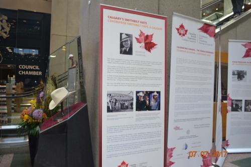 CJE Exhibit has been hosted at Calgary City Hall during the Calgary Stampede. In the photo the Smithbilt Calgary special panel and the team from the Calgary Jewish Federation that mounted the exhibit and that  made it possible.